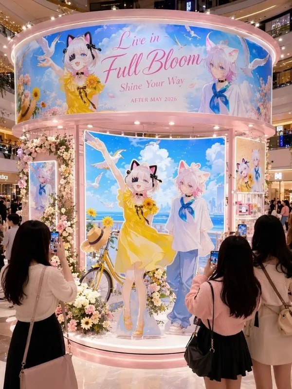 ポップアップストアにキャラクターを展開した広告ビジュアル