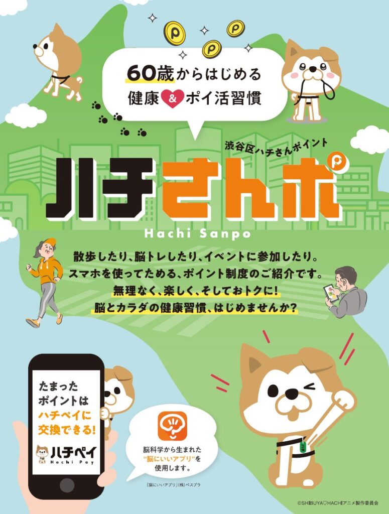 渋谷区の健康アプリ「ハチさんポ」